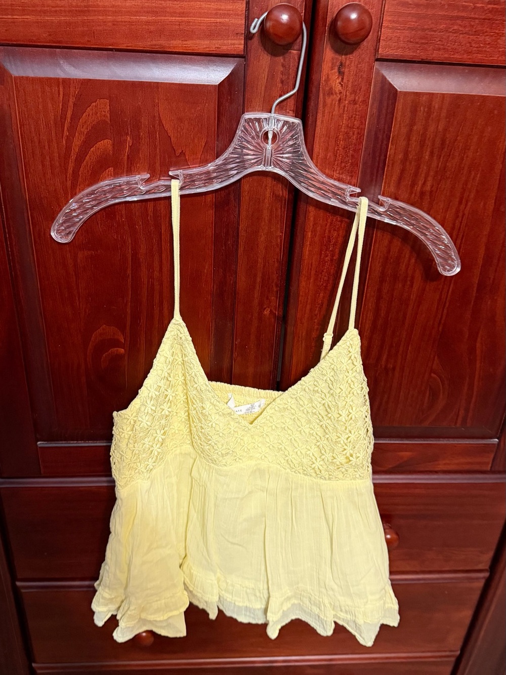 Altar’d State Yellow Smocked V-Neck Spaghetti Strap Women's Top Size XL